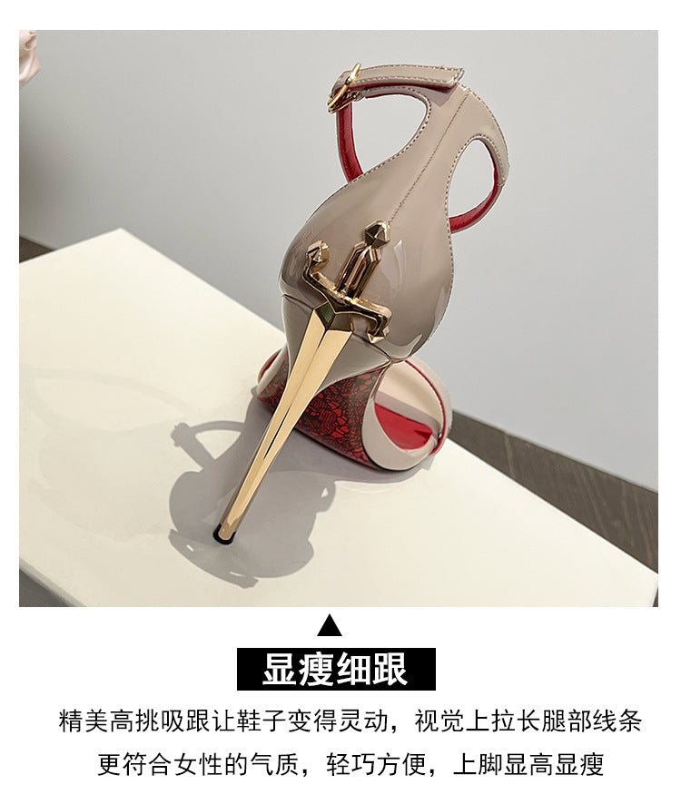 2026 Fashion Patent Leather High-Heeled Sandals for Women Luxury Designer Shoes with Fine Heel Sexy High Heels Elegant Zapatos