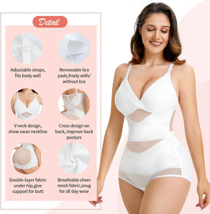 Hot Selling Body Shaping One-Body Shaping One-Body Shaping Sling V-Neck Cup Mesh Waist Plastic Breathable Sports Body Shaping One-Body Shaping One-Body Shaping
