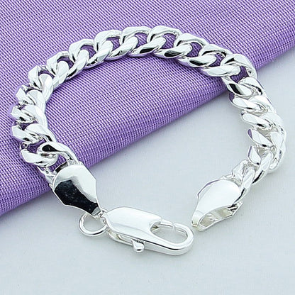 Foreign trade jewelry wholesale silver plated 10mm Cuba side necklace bracelet exquisite jewelry men's accessories jewelry