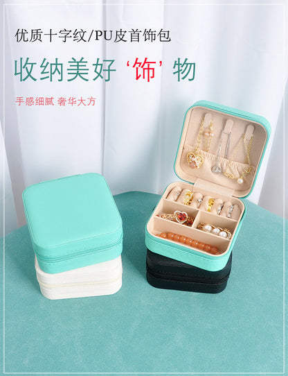 Cross-border jewelry box travel portable earring necklace ring box jewelry storage box in stock wholesale