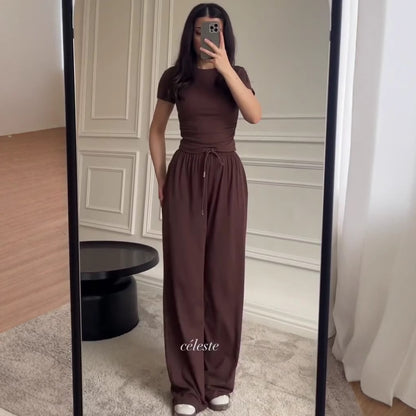 Women Cardigan Vest Wide Leg Pants 3 Piece Sets Top Long Coat Trousers Suit Office Lady Ensemble Spring Summer 2026 Outfits