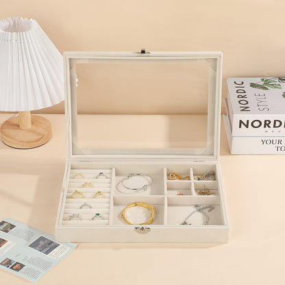 New Jewelry Box Large Capacity Flannel Jewelry Box Ring Necklace Earrings Storage Box Advanced Portable Dust-proof Box