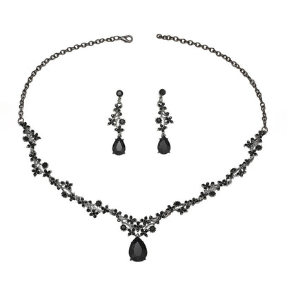 Jewelry Set Chain Crystal Diamond Gift Set Bridal Wedding Necklace Earrings Two-Piece Set Factory Direct Sale