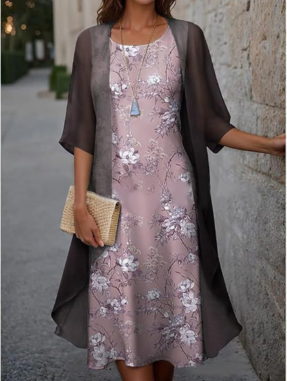 2023 European and American Hot Selling Independent Site Amazon Wish Spring & Fall Fashionable and Elegant Chiffon Dress Two-Piece Set