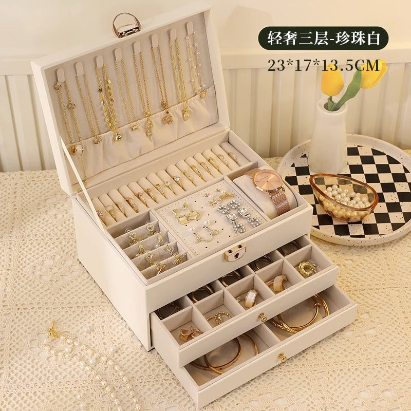High-end jewelry storage box necklace earrings earrings earrings bracelet ring exquisite jewelry gold jewelry large capacity