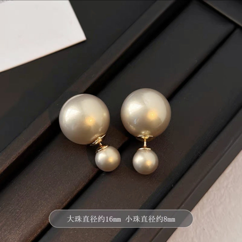 Shijia size pearl earrings women's 2024 new style multi-wearing light luxury temperament earrings s925 silver needle ear jewelry