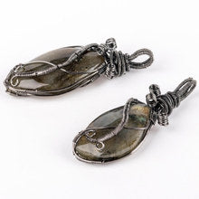 Fashion ancient silver owl tree of life pendant natural water wafer ring inlay pendant foreign trade jewelry necklace