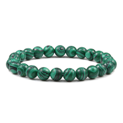 Foreign Trade Hot Selling Fashion Ladies Bracelet 8mm Malachite Beaded Bracelet Jewelry Women's Elastic Bracelet Chain Jewelry