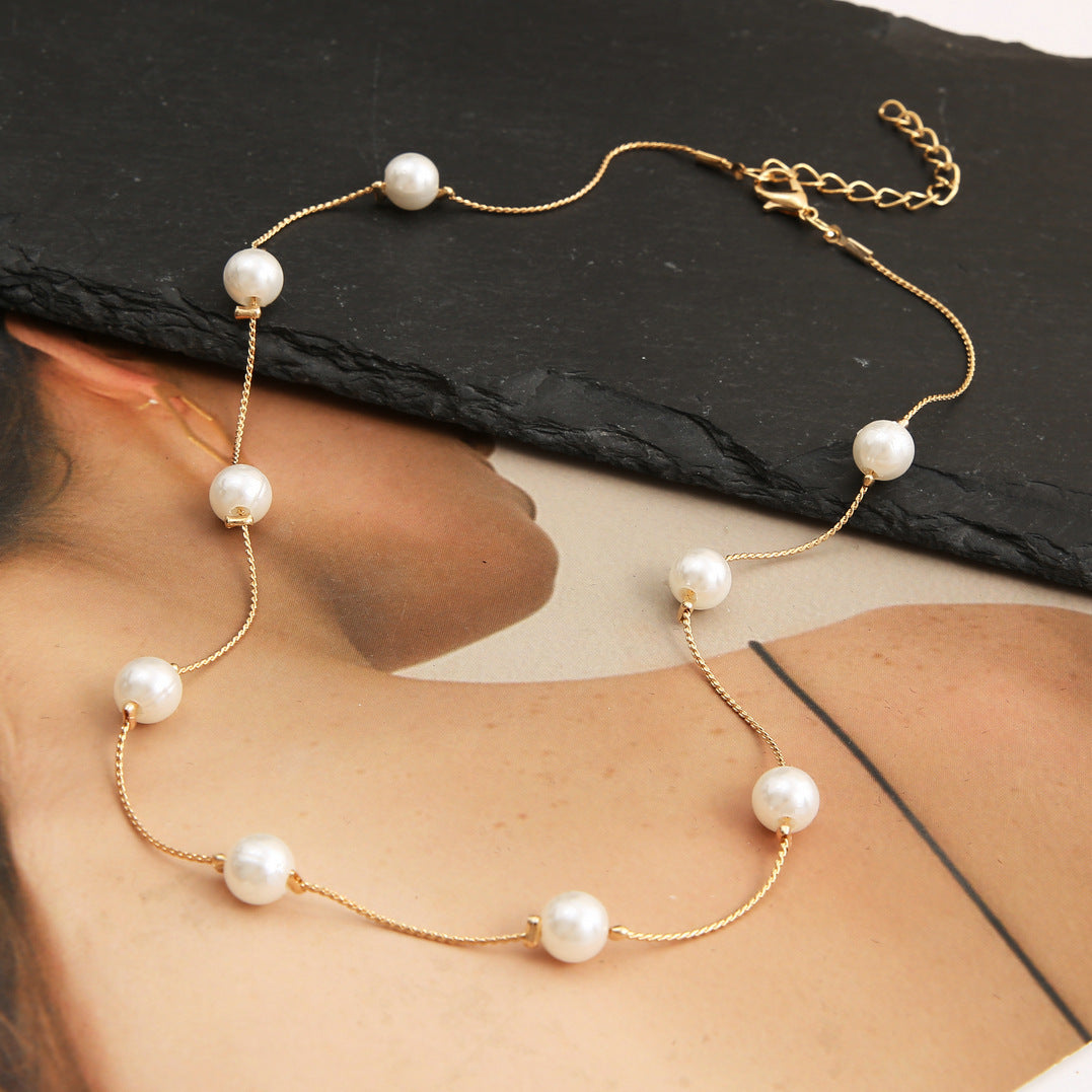 Sweet personality simple natural Joker imitation pearl necklace pearl necklace ladies necklace jewelry wholesale supply