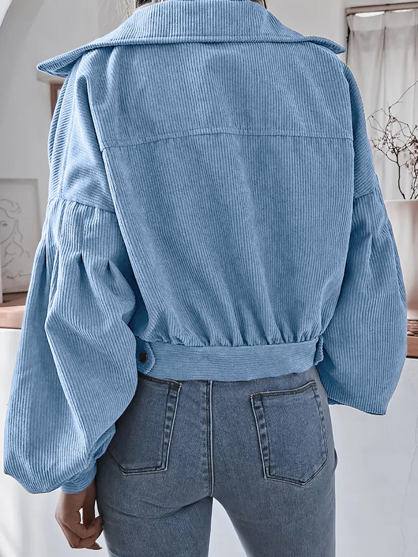 Ins Style Autumn and Winter European and American Lantern Long-Sleeved Corduroy Casual Short Outwear Jacket Amazon Hot Cross-Border Women's Clothing
