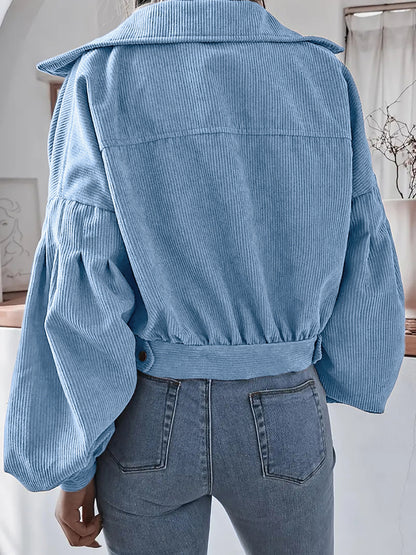 Ins Style Autumn and Winter European and American Lantern Long-Sleeved Corduroy Casual Short Outwear Jacket Amazon Hot Cross-Border Women's Clothing