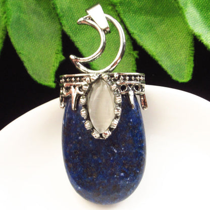 Natural Crystal Agate Stone Inlaid Alloy Sun Moon Star Gemstone Pendant DIY Necklace Jewelry Pendant Wholesale