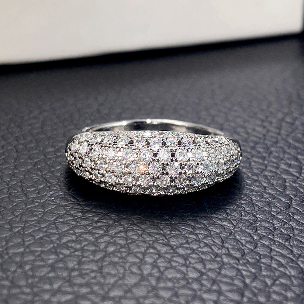 European and American Light Luxury Full Zirconia Ring for Women, High-End Dinner Hand Jewelry, Versatile, Exquisite and Fashionable Jewelry