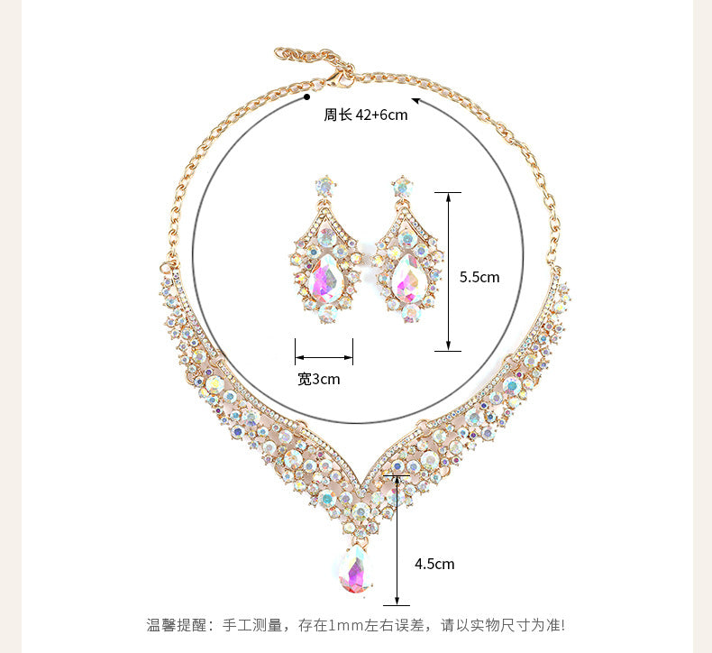Cross-border foreign trade retro jewelry exaggerated necklace suit luxury crystal jewelry banquet dress accessories manufacturers direct supply