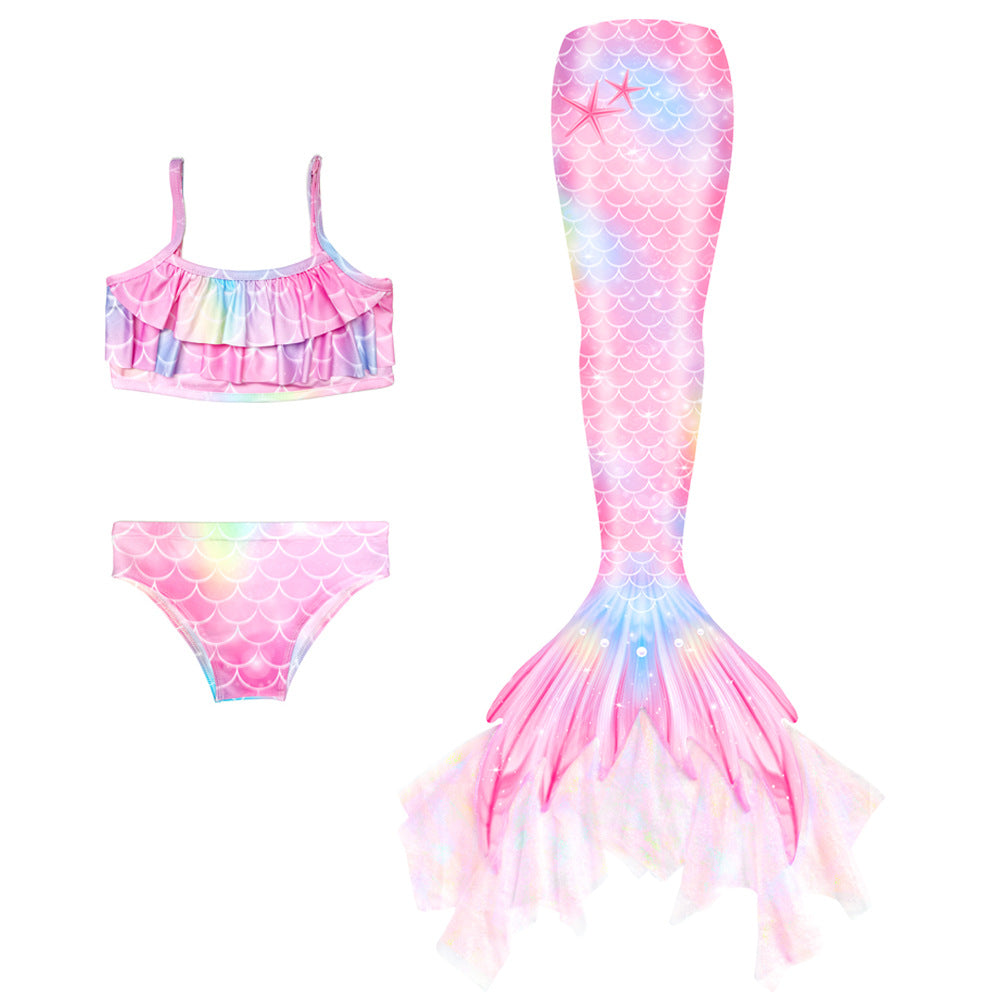 Girls Mermaid Swimsuit Mermaid Tail with Gauze Ariel Princess Swimsuit Children's Swimsuit