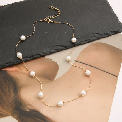 Sweet personality simple natural Joker imitation pearl necklace pearl necklace ladies necklace jewelry wholesale supply