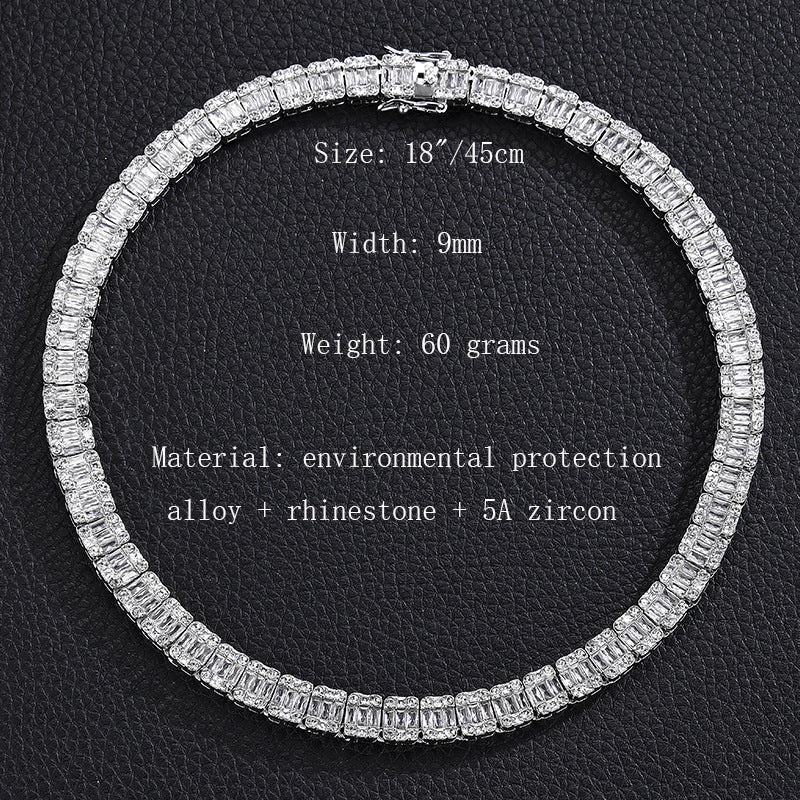 Popular Jewelry Rock Sugar Chain Children's European and American New Zircon Cuban Chain Hip Hop Jewelry Internet Celebrity Same Style Clothing Accessories