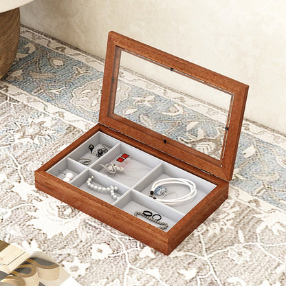 Solid Wood Flannel Jewelry Box Storage Box Ring Necklace Earrings Earrings Desktop Display Box Vintage