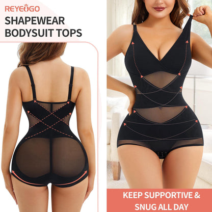 Hot Selling Body Shaping One-Body Shaping One-Body Shaping Sling V-Neck Cup Mesh Waist Plastic Breathable Sports Body Shaping One-Body Shaping One-Body Shaping
