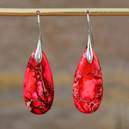 European and American Bohemian Emperor Stone Water Drop Pendant Earrings Natural Stone Independent Brand Jewelry Geometric Saturn