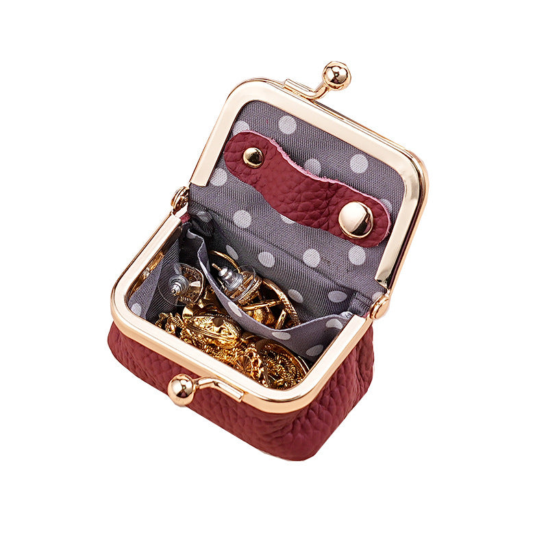 Genuine Leather Mini Necklace Jewelry Box Women's Earrings Gold Ring Gold Jewelry Cosmetics Bag Earphones Coin Purse