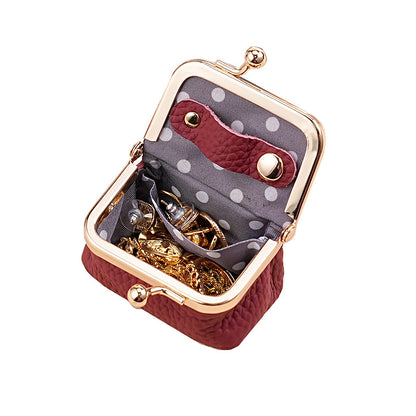 Genuine Leather Mini Necklace Jewelry Box Women's Earrings Gold Ring Gold Jewelry Cosmetics Bag Earphones Coin Purse