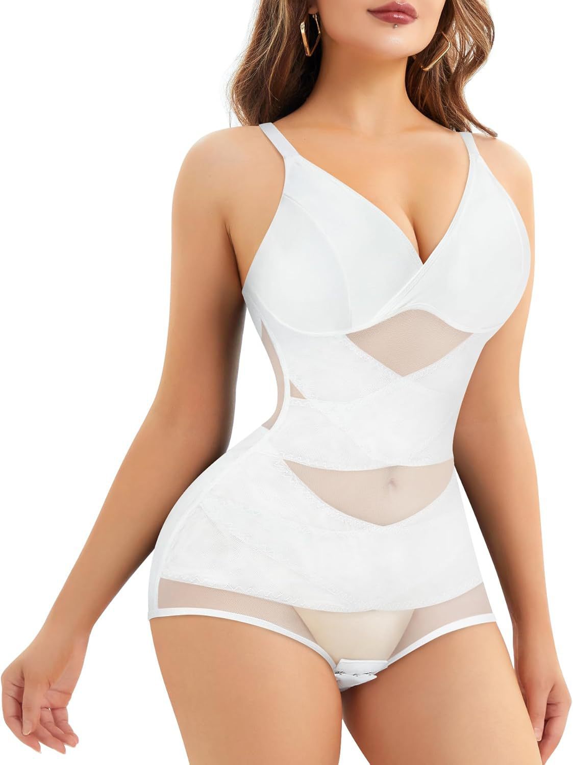 Hot Selling Body Shaping One-Body Shaping One-Body Shaping Sling V-Neck Cup Mesh Waist Plastic Breathable Sports Body Shaping One-Body Shaping One-Body Shaping