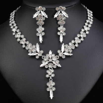 Europe and the United States Hot Jewelry Cross-border Supply Bridal Necklace suit Fashion High-end Crystal Wedding Dress Banquet Dress Jewelry