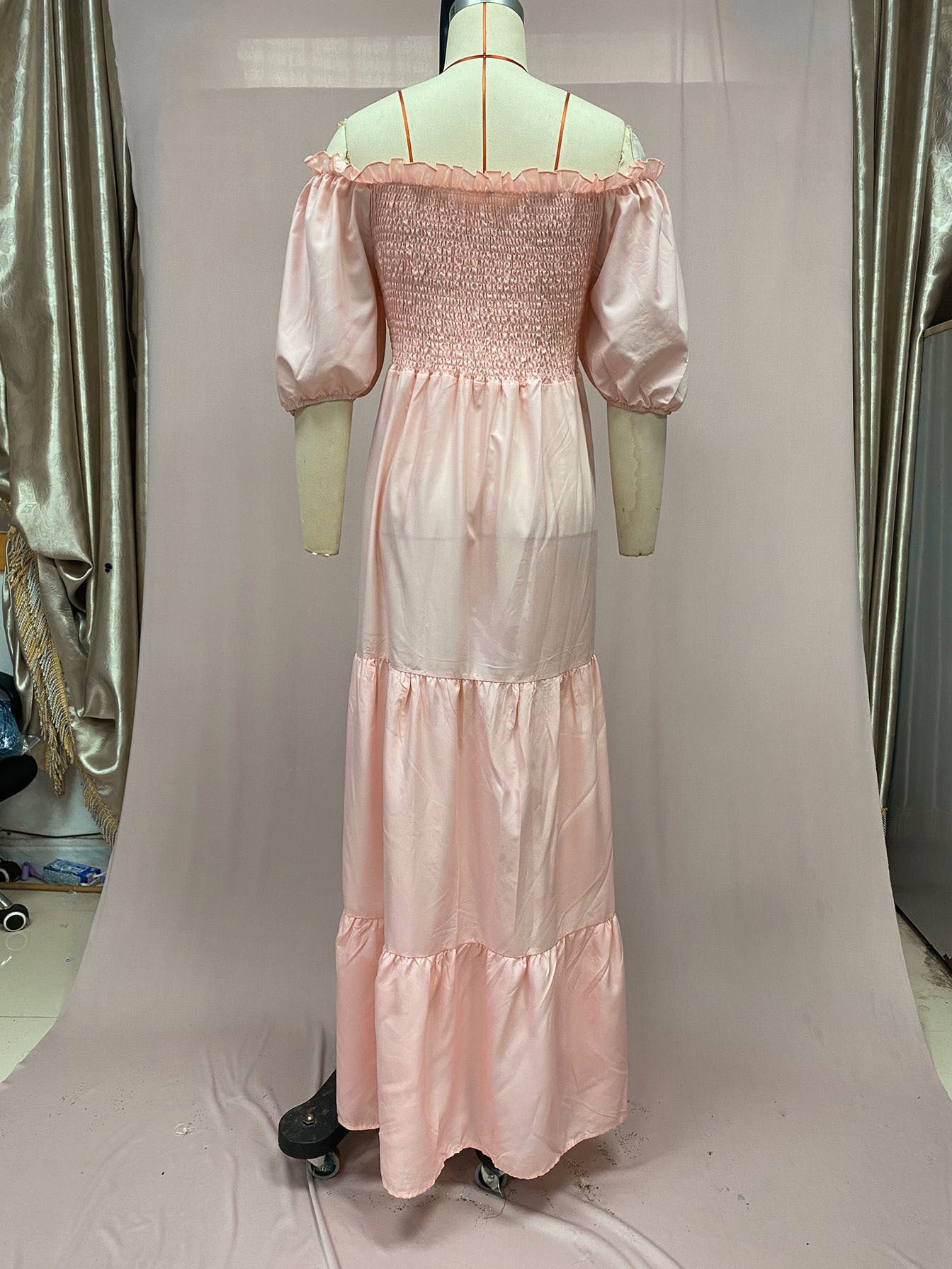 2025 Cross-Border New Spring and Summer European and American Clothing Dress One-Shoulder Floral Off-Shoulder Long Color Fairy Skirt