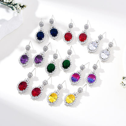 European and American fashion four-piece jewelry caibao zircon necklace suit high temperament earrings jewelry suit multicolor