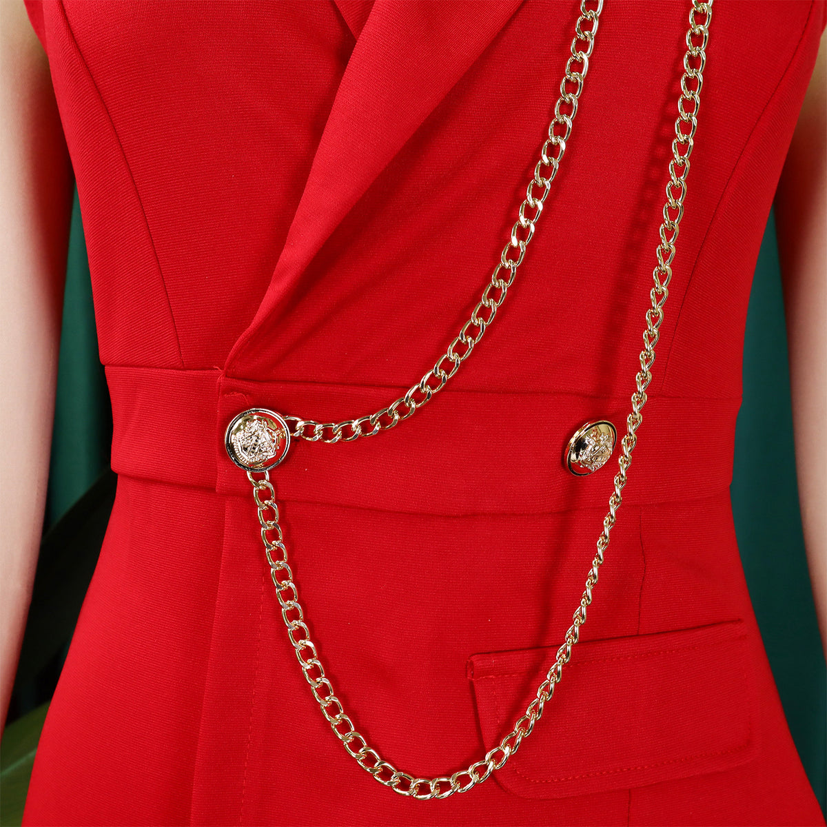 CMYAYA Elegant Womenv-neck High Waist Straight Sleeveless Blazer Jumpsuits 2024 Fall Street Chain Office Lady Party Rompers