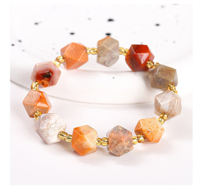 Jingdong Jewelry Natural Coral Jade Six-point Star Bracelet Personality Fashion Men's and Women's Single Circle Bracelet Wholesale