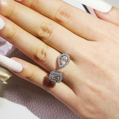 Cross Border jewelry Set Long Zircon Earrings Ring Necklace Jewelry Four Piece Set Hot Sale J6177