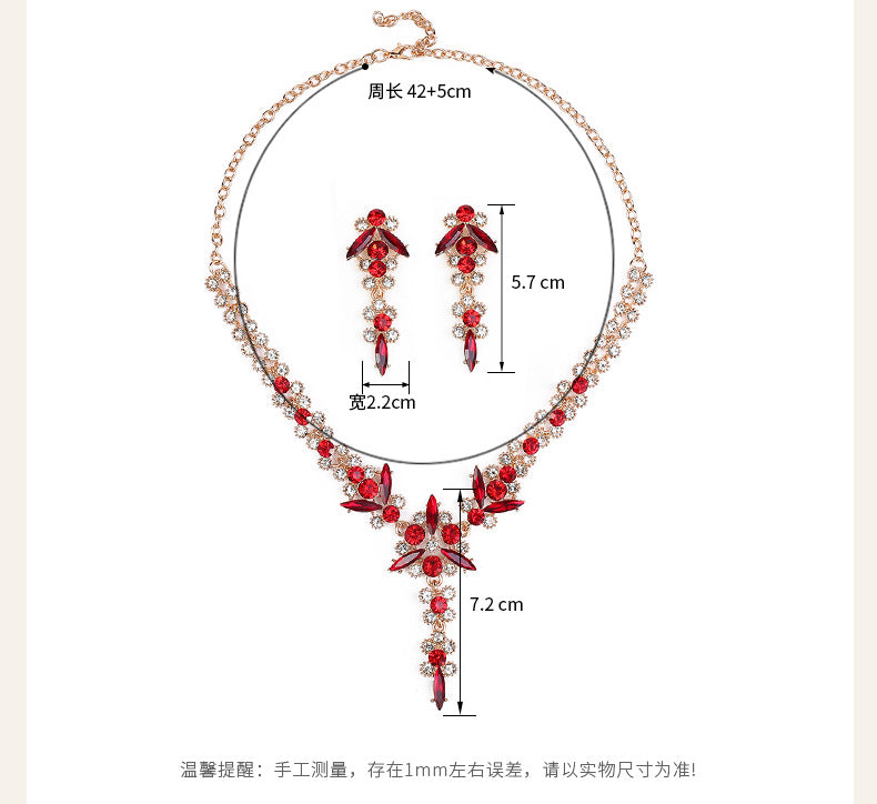 Europe and the United States Hot Jewelry Cross-border Supply Bridal Necklace suit Fashion High-end Crystal Wedding Dress Banquet Dress Jewelry