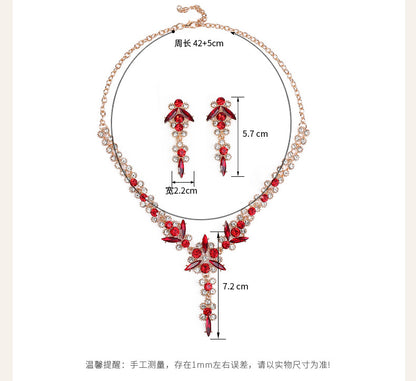 Europe and the United States Hot Jewelry Cross-border Supply Bridal Necklace suit Fashion High-end Crystal Wedding Dress Banquet Dress Jewelry