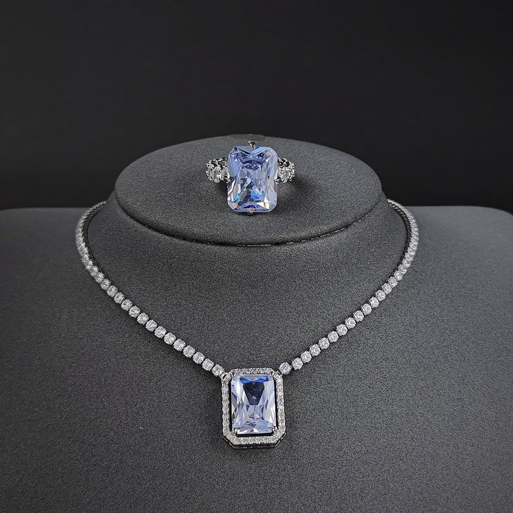 Amazon Cross-border Rectangular Classic Jewelry suit Combination Female Niche European and American x7198-r5797