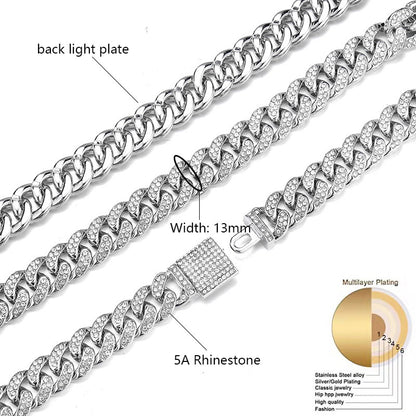 Popular Jewelry Rock Sugar Chain Children's European and American New Zircon Cuban Chain Hip Hop Jewelry Internet Celebrity Same Style Clothing Accessories
