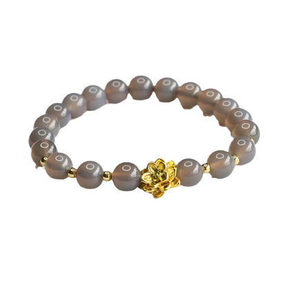 Guan Yu Natural Smoky Quartz Bracelet Lotus Purple Agate Bracelet Crystal Jewelry Factory Wholesale S3081101