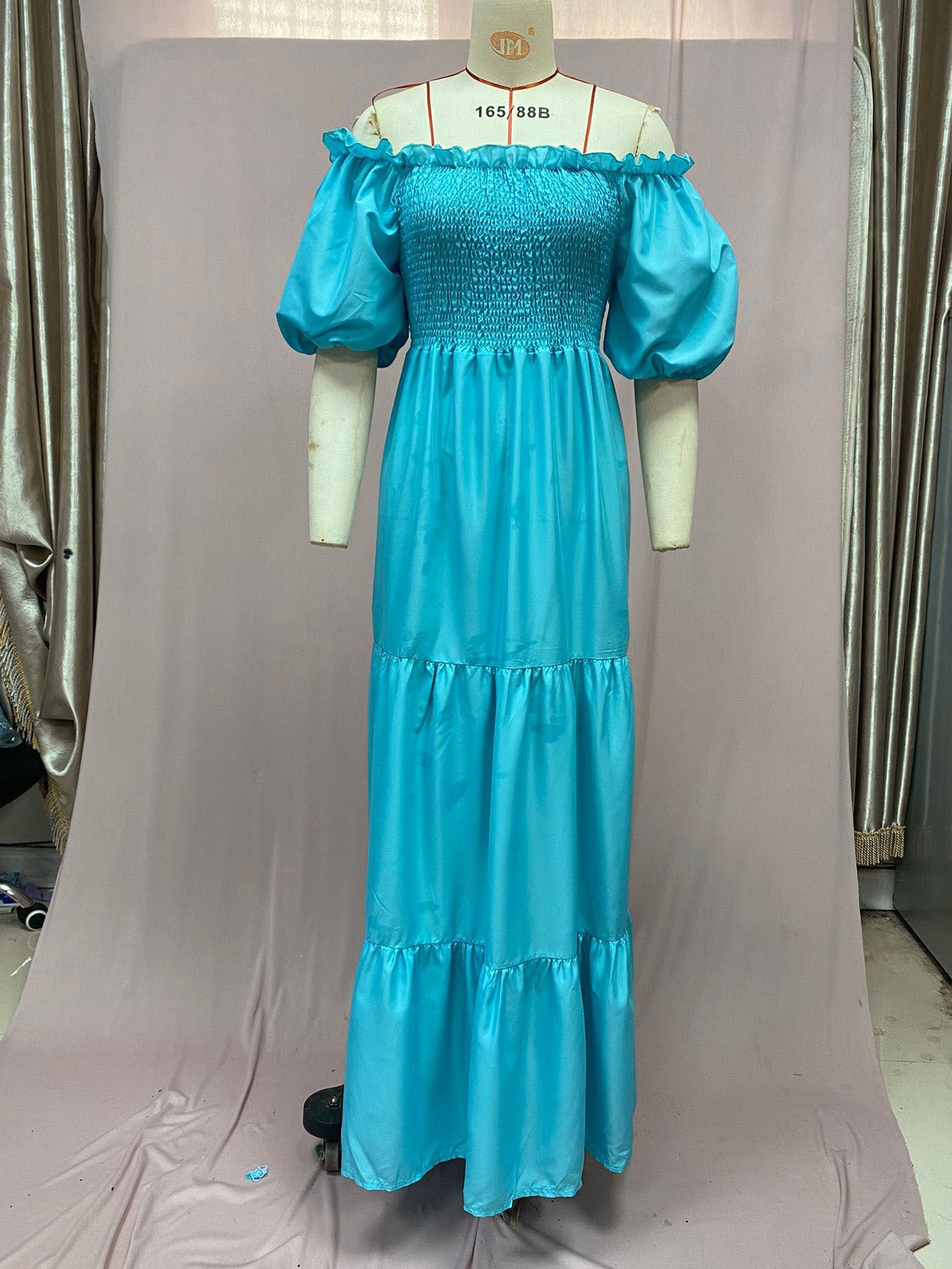 2025 Cross-Border New Spring and Summer European and American Clothing Dress One-Shoulder Floral Off-Shoulder Long Color Fairy Skirt