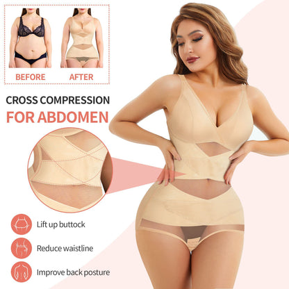 Hot Selling Body Shaping One-Body Shaping One-Body Shaping Sling V-Neck Cup Mesh Waist Plastic Breathable Sports Body Shaping One-Body Shaping One-Body Shaping