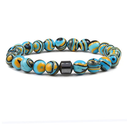 Foreign Trade Hot Selling Fashion Ladies Bracelet 8mm Malachite Beaded Bracelet Jewelry Women's Elastic Bracelet Chain Jewelry