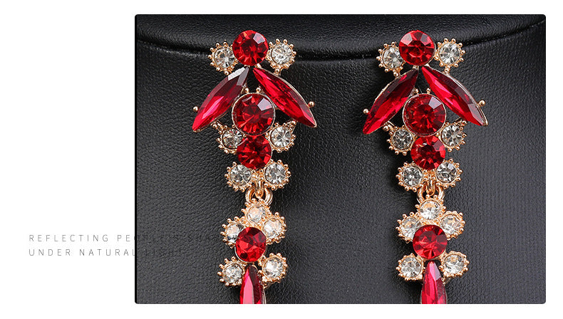 Europe and the United States Hot Jewelry Cross-border Supply Bridal Necklace suit Fashion High-end Crystal Wedding Dress Banquet Dress Jewelry