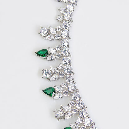 Luxury Dinner Dress Jewelry Red Zircon Necklace suit High-end Wedding Micro-inlay Bridal Wedding Earrings Jewelry