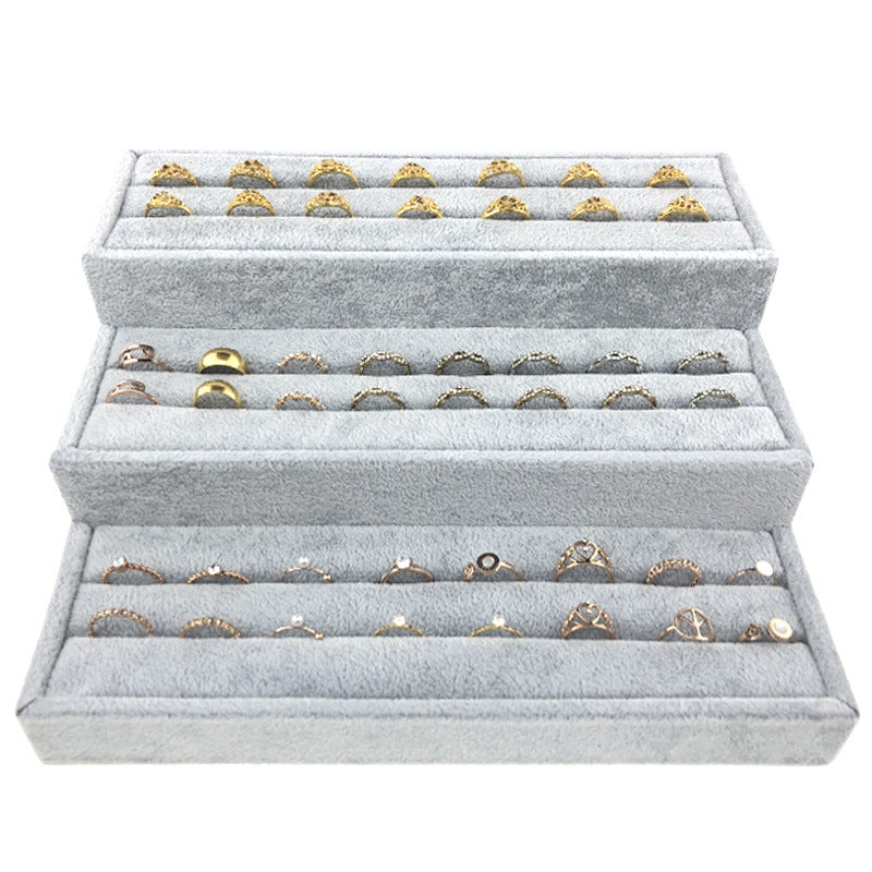 Ice Flower Velvet Jewelry Box Display Plate Ring Bracelet Trapezoidal Jewelry Display Stand Gold and Silver Jewelry Props