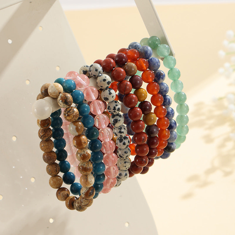 European and American Cross-Border Hot-Selling Popular Jewelry 8mm Natural Stone Bracelet Amethyst Tiger Eye Stone Agate Bracelet Jewelry
