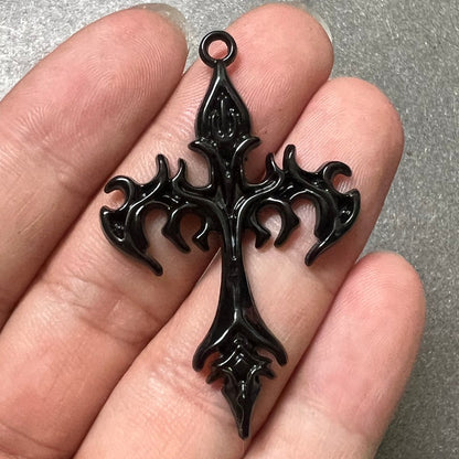 DIY Zinc Alloy Jewelry Accessories Flame Cross Pendant Stylish Punk Necklace Keychain Pendant