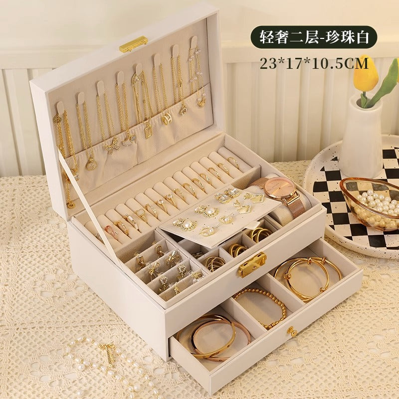 High-end jewelry storage box necklace earrings earrings earrings bracelet ring exquisite jewelry gold jewelry large capacity