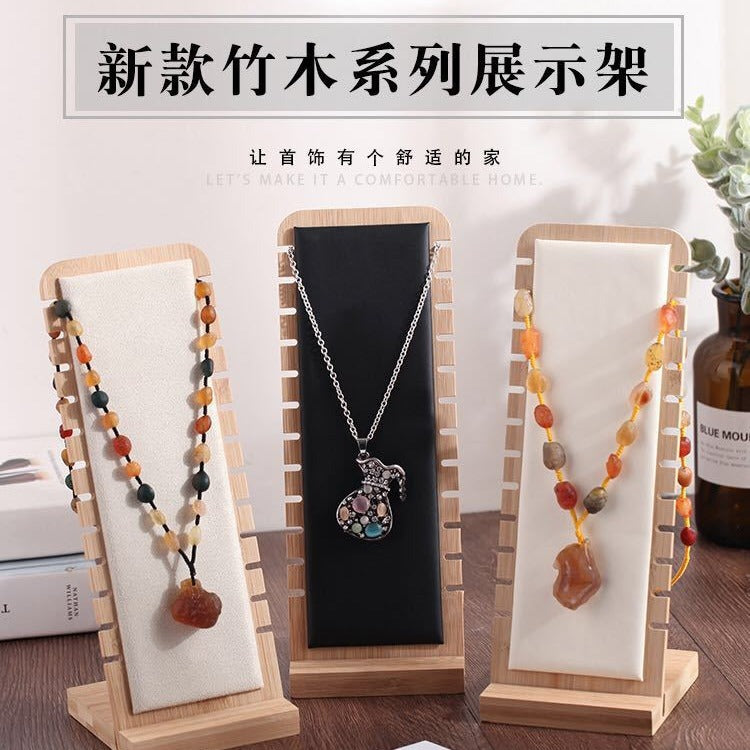 Bamboo and Wood Removable Necklace Display Rack Pendant Jewelry Jewelry Storage Rack Jewelry Store Window Display Props