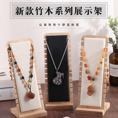 Bamboo and Wood Removable Necklace Display Rack Pendant Jewelry Jewelry Storage Rack Jewelry Store Window Display Props
