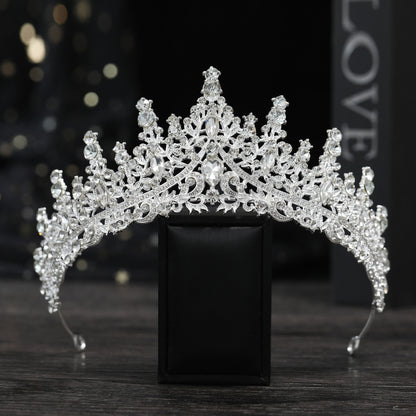 Cross Border Birthday Hair Accessories Party Headband Bridal Crown Headwear Alloy Rhinestone Headband Wedding Hot Crown Jewelry